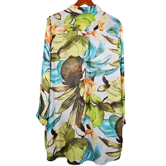 Floral Oversized Blouse Quintessential L  Lightweight Womens Top Button UP - Picture 2 of 13